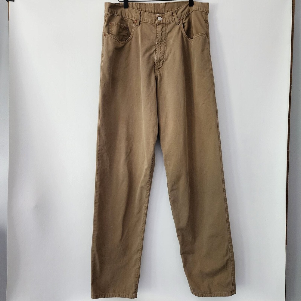 Lucky Brand 91 Relaxed Fit Chino Tan Khaki Made in USA Mens 36x35